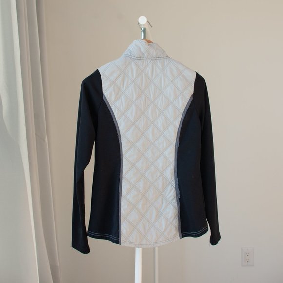 Reebok RBX Women's Running Jacket Quilted Size M Thumb Holes Full Zip Black Gray - Picture 8 of 10